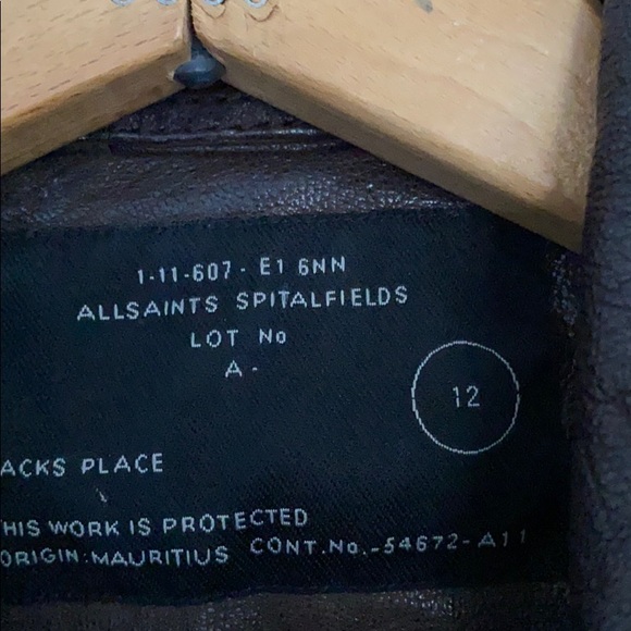 All saints leather jacket - chocolate size 6(UK12) - Picture 2 of 3